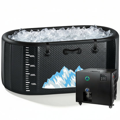 Cold Plunge Tub, 248 Gallon, 1 Horsepower, Heavy-Duty Ice Bath Tub for Athletes with Hot & Cold, Portable Inflatable Plunge Chiller with Water Treatment Kit, Immersion Therapy, Wifi (Black, 1 Set)