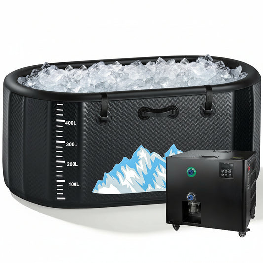 Cold Plunge Tub, 248 Gallon, 1 Horsepower, Heavy-Duty Ice Bath Tub for Athletes with Hot & Cold, Portable Inflatable Plunge Chiller with Water Treatment Kit, Immersion Therapy, Wifi (Black, 1 Set)